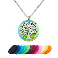 LoEnMe Jewelry Aromatherapy Essential Oil Diffuser Necklace Tree of Life Family Multicolor Locket Pendant Best Friend