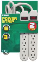 Prime PB00100X2 Six-Outlet Power Strip with 3-Foot Cord, 2 Pack
