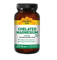 Country Life - Chelated Magnesium, 250 mg, 180 tab, Pack of 3