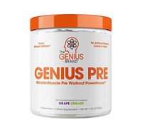 Genius Pre Workout – All Natural Nootropic Preworkout Powder & Caffeine-Free Nitric Oxide Booster with Beta Alanine and Alpha GPC - Focus, Energy and Muscle Building Supplement, Grape Limeade, 338G