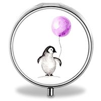 IMLONE Pill Organizer, Customized Purple Balloon Pill Boxes with 3 Components and Mirror for Travelling and Daily Needs