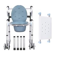 Walkers for Seniors with Seat Medical Bedside Commodes Portable Bathroom Chair Folding Toilet Safety Rails Aluminum Rollator Anti Slip Shower Assist Aid,White