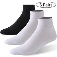 Forcool Non Binding Lightweight Ankle Diabetic Socks for Men and Women, Large, 2 Pairs White& 1 Pair Black