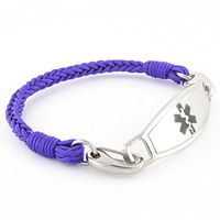 Braided Medical Alert ID Bracelet - Custom Engraving Included -Fun, Modern & Casual - Grape