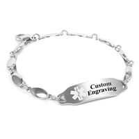 My Identity Doctor - Custom Engraved Medical Bracelet - 316L Steel Drop 4mm - White - Wrist Size 7.75 Inch