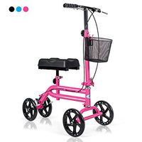 Giantex All Terrain Steerable Knee Scooter, Medical Knee Walker for Foot Injuries Ankles Surgery, Height Adjustable Weight Capacity 350lbs, Orthopedic Seat Pad, Heavy Duty Crutches Alternative (Pink)