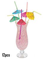 Fashionclubs Multicolored Tropical Umbrella Straws/Disposable Bendable Drinking Straws for Party Kitchen Supplies Bars Restaurants (12 set)