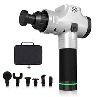 Massage Gun Deep Tissue Percussion Muscle Massager for Pain Relief, Handheld Electric Body Massager with 20 Adjustable Speed,6 Head,Quiet & Comfortable Muscle Soreness Relieves (Noble Silver).