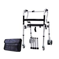 Compact Folding Standard Walkers, Lightweight Portable Adult Walkers, Adjustable Height with Trigger Release Durable Plastic Handles Upright Knee Protector,Dualuse