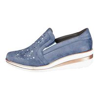 Kauneus Womens Rhinestone Wedges Platform Shoes Ladies Breathable Comfy Daily Walking Shoes Plus Size Casual Shoes Blue