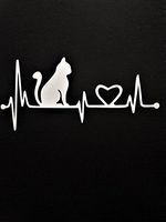 Chase Grace Studio Cats Kitty Cat Feline Lifeline Vinyl Decal Sticker|White|Cars Trucks Vans SUV Laptops Wall Art|6.5" X 3"|CGS808