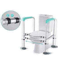 Toilet Rail Grab Bar Aluminum Toilet Safety Frame,Commode Safety Frame Handle,Height and Width Adjustable Toilet Rail Grab Bar