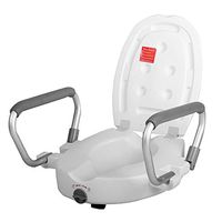 GHzzY Raised Toilet Seat - Portable Secure Elevated Riser with Lid & Handles - 9cm Toilet Seat Lifter for Elderly & Disabled