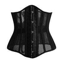 Women's 26 Steel Boned Mesh Waist Corset Underbust Black Body Shaper,Women's Sexy Underbust Waist Training Corset Weight Loss Shaping,L