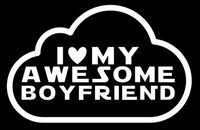 Home Grown Claremore I Love My Awesome Boyfriend - Vinyl Sticker Decal | Perfect for Cars Trucks Motorcycles Laptops Wall Décor | Multiple Colors | 5.5" W X 3.5" H | White HGC1350