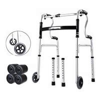 Adjustable Walker Aluminum Alloy with Wheels and Non-Slip for Elderly, Seniors, Handicap, Disabled Max Bearing Weight 180kg(400 lbs)