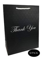 Large Thank You Gift Bags with Handles Black Paper Shopping (12 Bags)10x5x13 Fancy Modern Luxury Premium Quality Matte for Merchandise Wig Shoes Boutique Clothing