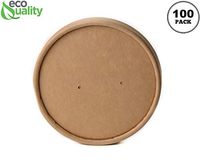 115mm Vented Lids for Kraft Paper Soup Containers [100 PACK] - Fits 26oz, 32oz EcoQuality Ice Cream Containers, Frozen Yogurt Cups, Restaurant, Microwavable, Take out, Food Storage, Recyclable