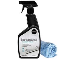 Nuvera Stainless Steel Cleaner and Polish w/Microfiber Cloth - 24 ounce Easy Cleaning Method For Appliances - Removes Tough Soil and Fingerprints on Refrigerator, Grills, Sink, etc.