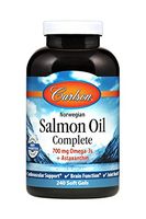 Carlson - Salmon Oil Complete, 700 mg Omega-3s + Astaxanthin, Cardiovascular Support, Brain Function & Joint Health, Norwegian, 240 Softgels