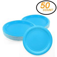 Amcrate Light Blue Disposable Paper Party Plates 9" - Ideal for Weddings, Party’s, Birthdays, Dinners, Lunch’s. (Pack of 50)