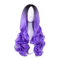 Meidexian888 Cosplay Hair Wigs Synthetic, Sexy Women Cosplay Wavy Curly Synthetic Wig Fashion Gradient Long Party Wigs (Purple)
