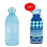 500ML 1000ML 2Sizes Available Long Style PVC Hot Water Bottle Hot Water Bag for Pain Cold with Cover Large Size (Color : Light Blue, Size : 500ML)