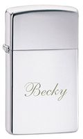 Personalized Zippo Slim Armor High Polish Chrome Lighter with Free Laser Engraving