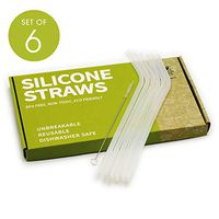 Andcolors Silicone Straws Set re-useable and Environmentally Friendly Easy to Clean with Included Cleaning Brush 100% BPA Free Food Grade Silicone Dishwasher Safe (Set of 6) (Regular)