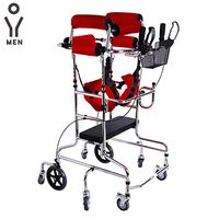 Trjyr Walker- Foldable Lightweight Standing Walker/Toilet Seat, Adjustable 8 Wheels Walk Aid Equipped for Disabled/Elderly Stroke Hemiplegic Rehabilitation Handicap Lower Limb Trainer