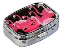 Giftcraft Flamingo Pill Medicine Steel Case Box (Black)