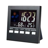 RTYUU Digital LCD Display Temperature and Humidity Meter Thermometer Hygrometer,with Time Weather Station Voice Control Alarm Clock Accurate Monitor Indoor for Home Office Comfort