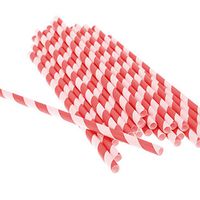 HP95 Pack of 50 Paper Straws Striped Biodegradable 6mm Disposable Rainbow Straws -Eco-Friendly Drinking Straws for Birthdays,Holiday,Weddings,Baby Showers, Celebrations,Parties (Red)