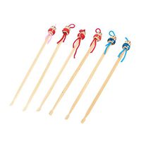 Wooden Cartoon Decor Earpick Ear Wax Remover 13cm Length 6 Pcs