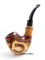 New, Handcrafted Tobacco Smoking Pipe "Horseshoe Inlaid" & Pouch