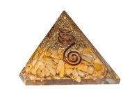 Crocon Yellow Aventurine Orgone Pyramid for Feng Shui Chakra Balancing Crystal Energy Generator Reiki Healing EMF Protection Spiritual Meditation Decor Size:2-2.5 Inch