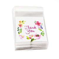 ConStore 100 PCS 10cm Square Floral Thank You Party Favor Treat Bags for Cookies Pink Flower OPP Self Adhesive Mini Candy Packaging Biscuit Roasting DIY Gift Favor bags
