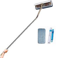 Squeegee Window Cleaning Squeegee Shower Wiper Telescopic Rotatable For Floor Mirror Car Window Glass Cleaner Khaki(2 Pad)