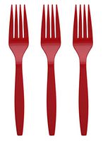 Amcrate Red Disposable Medium Weight Plastic Forks- Ideal for Weddings, Party’s, Birthdays, Dinners, Lunch’s. (Pack of 100)