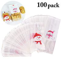 JUSTDOLIFE Christmas Cello Bag Cute Pattern Christmas Treat Bag Cellophane Bag Cookie