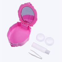 SUPVOX Contact Lens Travel Kit Rose Pattern Portable Contact Lens Box Container Holder with Insert Mirror for Home and Travel (Pink)