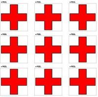 Red Cross On White - Set of 9 - Window Bumper Laptop Stickers 2"x2" Each