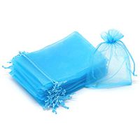 Dealglad 50pcs Drawstring Organza Jewelry Candy Pouch Christmas Wedding Party Favor Gift Bags (4x6", Lake Blue)