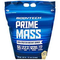 BodyTech Prime Mass High Proetin Weight Gainer with 55 Grams of Protein per Serving to Support Muscle Growth Performance Blend of Creatine, Glutamine BCAA's Vanilla (12 Pound)