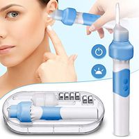 CAMTOA Ear Wax Removal Kit,Electric Earwax Removal Tools,Vacuum Ear Wax Remover with LED Lights Soft Ear-Pick Clean Tools Set with Double Size Heads for Adults and Children … (Navy Blue)