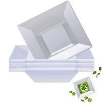 Elegant Disposable Plastic Bowls 120 Pcs - 5 oz Heavy Duty Fancy Square Clear Soup Bowls – Reusable Bulk Party Dessert Cereal Salad Bowls For Wedding, Christmas, Thanksgiving, Birthday & All Occasions