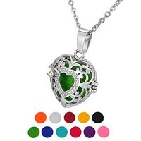 HOUSWEETY Aromatherapy Essential Oil Diffuser Necklace Pendant - Stainless Steel Locket with 24" Chain, 11 Refill Pads)