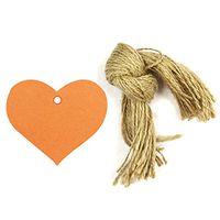 Wrapables 50 Count Gift Tags/Kraft Hang Tags with Free Cut Strings for Gifts, Crafts and Price Tags, Orange True Heart