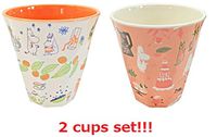 [2 cups set] Small Planet Moomin Valley's Party Melamine cup Pink & White MMLC2823 & MMLC2824