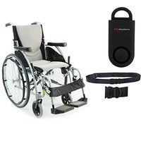 Karman S-Ergo 115 Ultra Lightweight Ergonomic Wheelchair | Seat Size 16" X 17" | Swing Away Footrest | Quick Release Wheels in Silver & Free 130 dB Black Safety Alarm! + Black Belt!